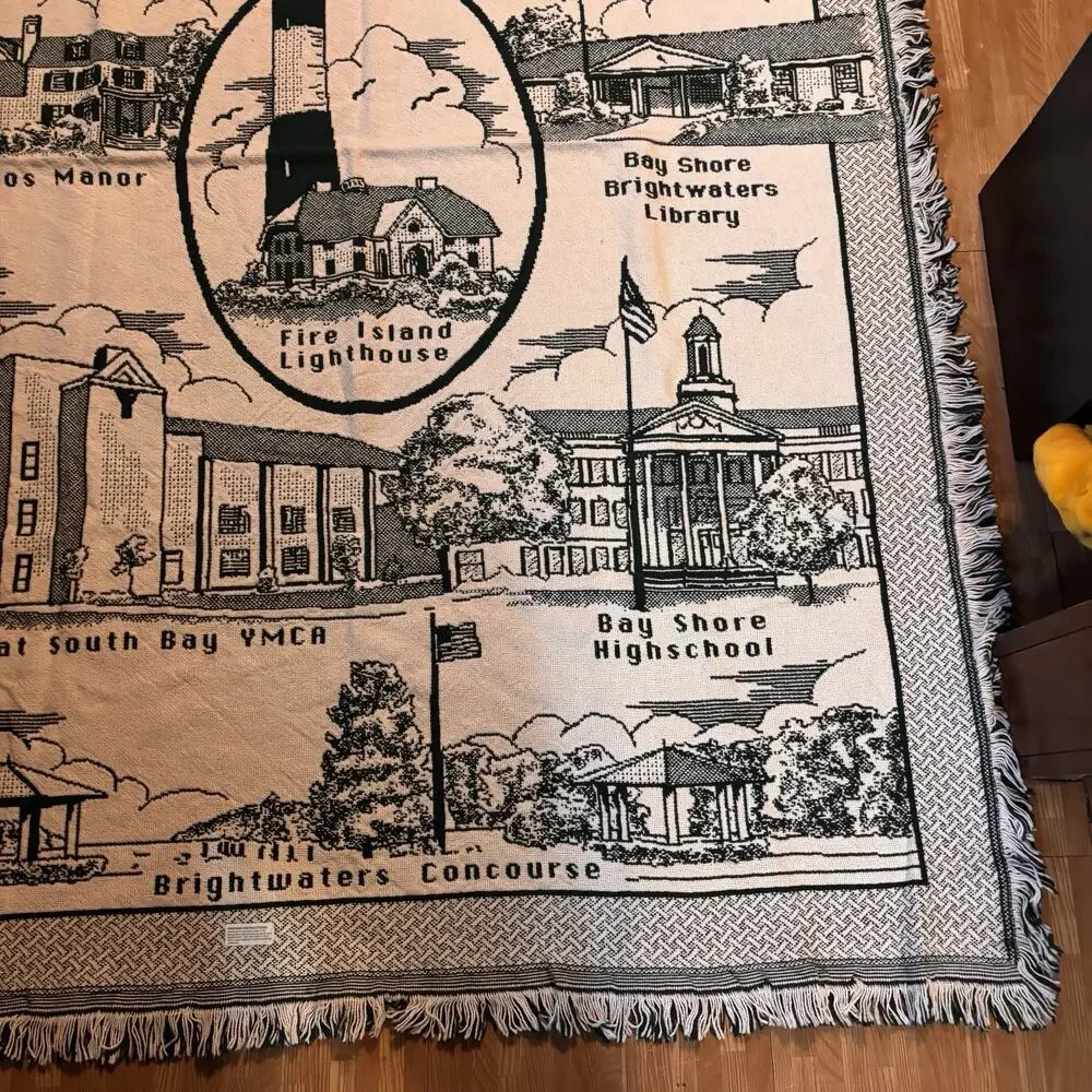 Bay Shore Brightwaters Woven Throw Blanket Fire Island Lighthouse Long Island